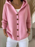 Load image into Gallery viewer, Women's Cardigan Sweater Hooded Button-Front Knit Relaxed Fit
