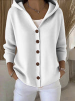 Load image into Gallery viewer, Women's Cardigan Sweater Hooded Button-Front Knit Relaxed Fit
