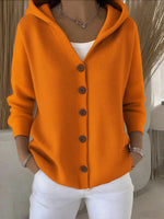 Load image into Gallery viewer, Women's Cardigan Sweater Hooded Button-Front Knit Relaxed Fit
