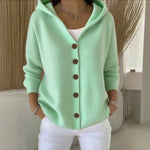Load image into Gallery viewer, Women's Cardigan Sweater Hooded Button-Front Knit Relaxed Fit
