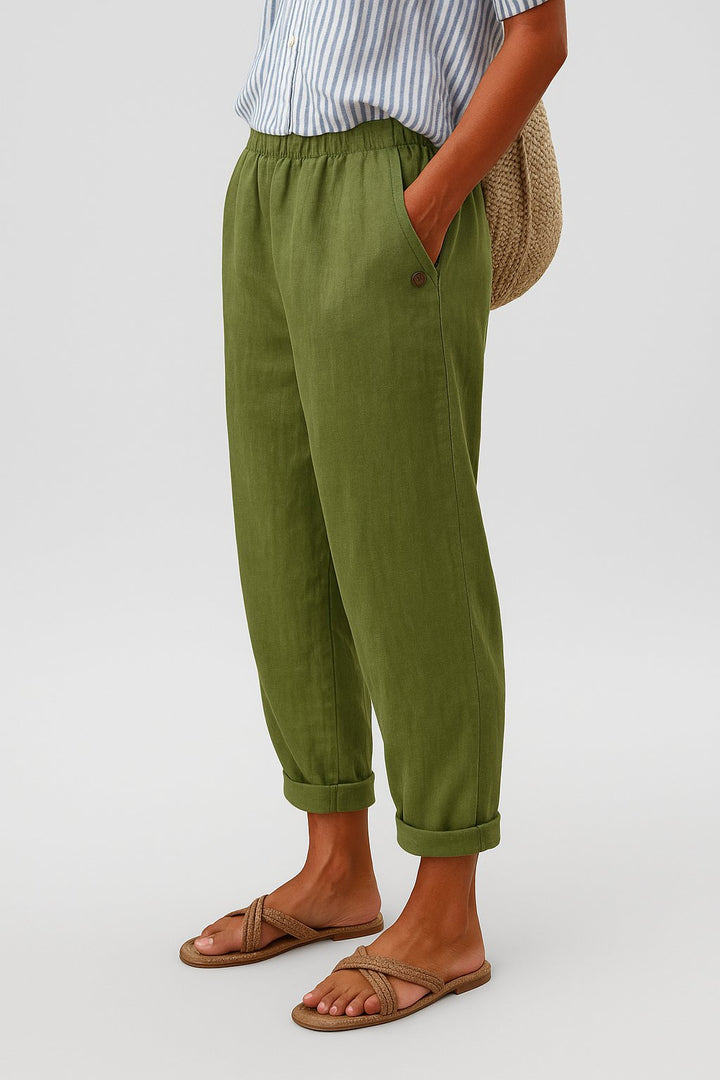Women's Relaxed-Fit Linen-Look Trousers with Side Pockets