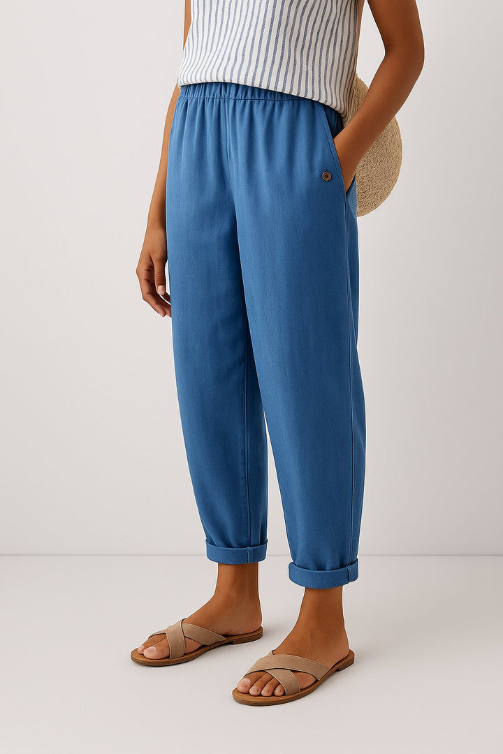 Women's Relaxed-Fit Linen-Look Trousers with Side Pockets