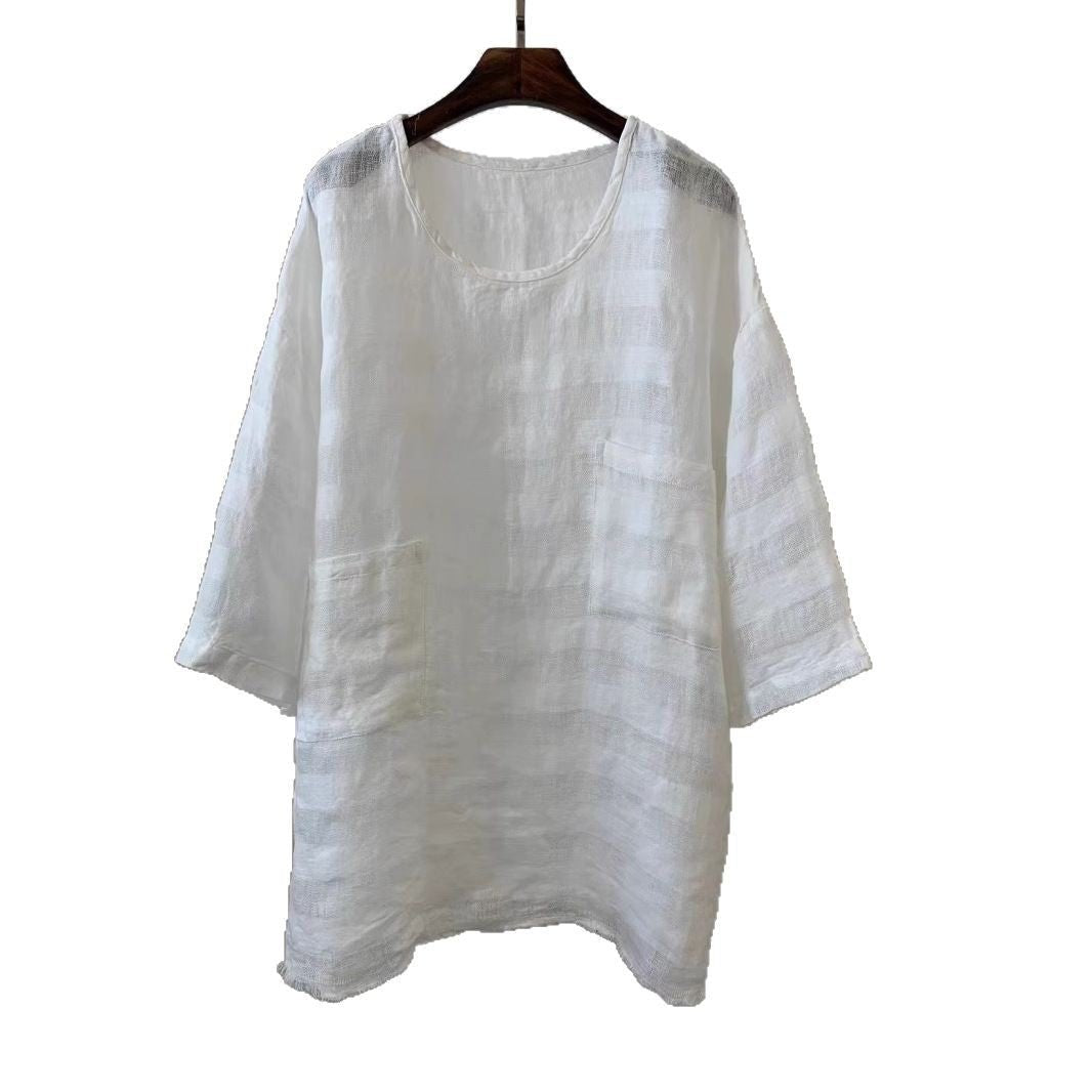 Women's Tunics Relaxed Linen Patch Pocket Casual Style