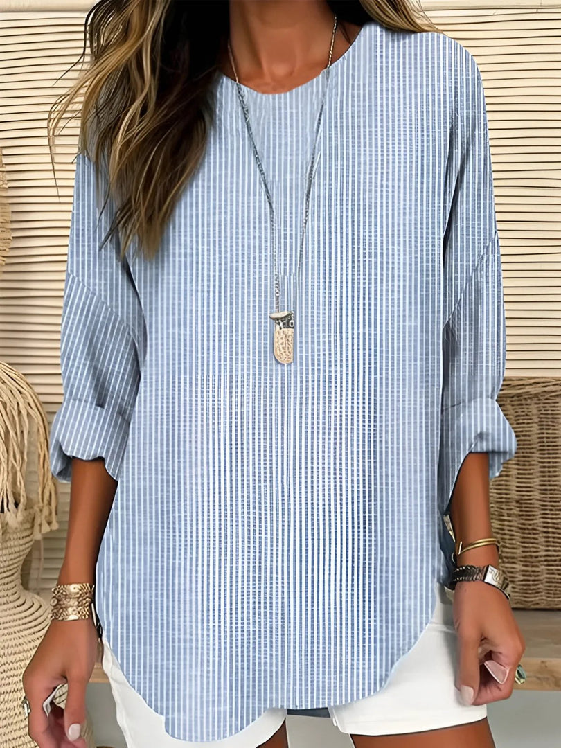 Women's Blouses Long Sleeve Striped Crew Neck Relaxed Fit