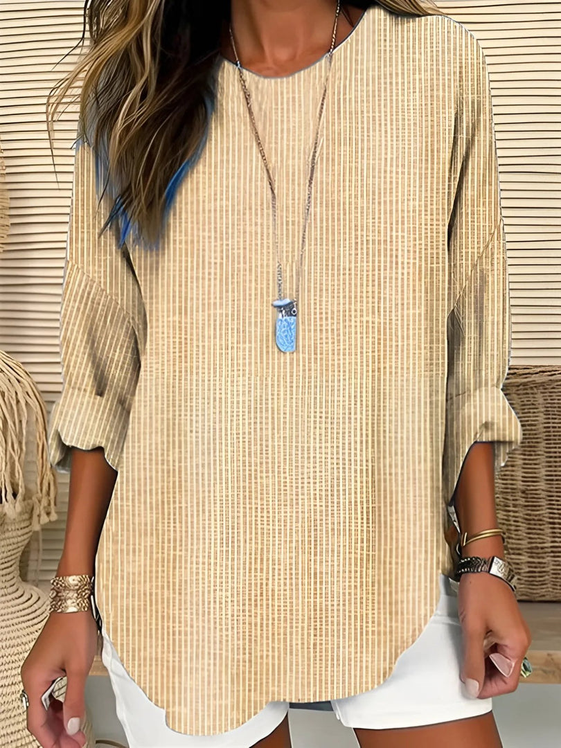 Women's Blouses Long Sleeve Striped Crew Neck Relaxed Fit