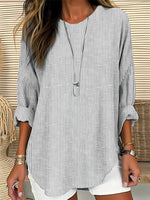 Load image into Gallery viewer, Women's Blouses Long Sleeve Striped Crew Neck Relaxed Fit
