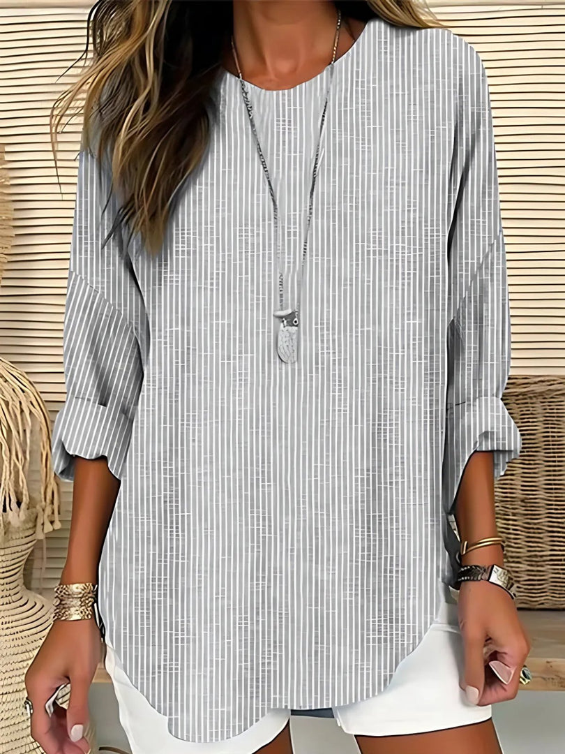 Women's Blouses Long Sleeve Striped Crew Neck Relaxed Fit
