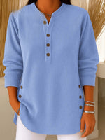 Load image into Gallery viewer, Women's Tunics Longline Ribbed Henley Relaxed Fit Curved Hem
