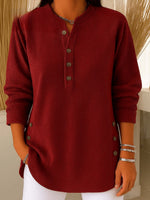 Load image into Gallery viewer, Women's Tunics Longline Ribbed Henley Relaxed Fit Curved Hem
