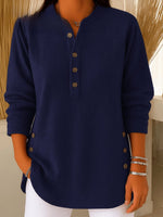 Load image into Gallery viewer, Women's Tunics Longline Ribbed Henley Relaxed Fit Curved Hem

