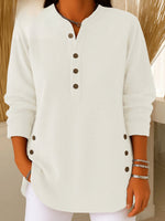 Load image into Gallery viewer, Women's Tunics Longline Ribbed Henley Relaxed Fit Curved Hem
