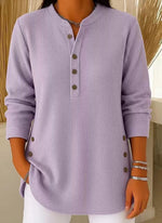 Load image into Gallery viewer, Women's Tunics Longline Ribbed Henley Relaxed Fit Curved Hem
