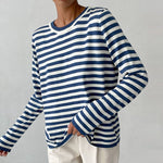 Load image into Gallery viewer, Women's Sweaters Nautical Stripe Crew Neckline Relaxed Long Sleeve Style
