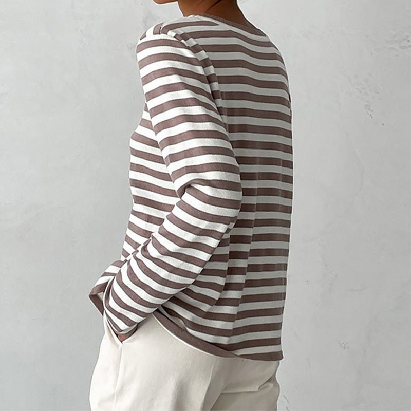 Women's Sweaters Nautical Stripe Crew Neckline Relaxed Long Sleeve Style