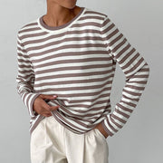 Women's Sweaters Nautical Stripe Crew Neckline Relaxed Long Sleeve Style