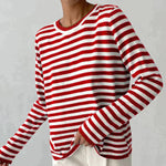 Load image into Gallery viewer, Women's Sweaters Nautical Stripe Crew Neckline Relaxed Long Sleeve Style
