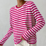 Load image into Gallery viewer, Women's Sweaters Nautical Stripe Crew Neckline Relaxed Long Sleeve Style
