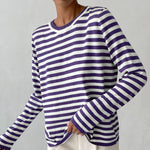 Load image into Gallery viewer, Women's Sweaters Nautical Stripe Crew Neckline Relaxed Long Sleeve Style
