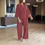 Load image into Gallery viewer, Women's Tunics Wide Leg Palazzo Pants Linen Look Two Piece Set
