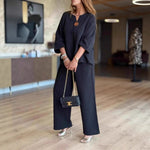 Load image into Gallery viewer, Women's Tunics Wide Leg Palazzo Pants Linen Look Two Piece Set

