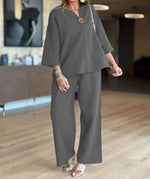 Load image into Gallery viewer, Women's Tunics Wide Leg Palazzo Pants Linen Look Two Piece Set
