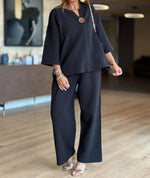 Load image into Gallery viewer, Women's Tunics Wide Leg Palazzo Pants Linen Look Two Piece Set
