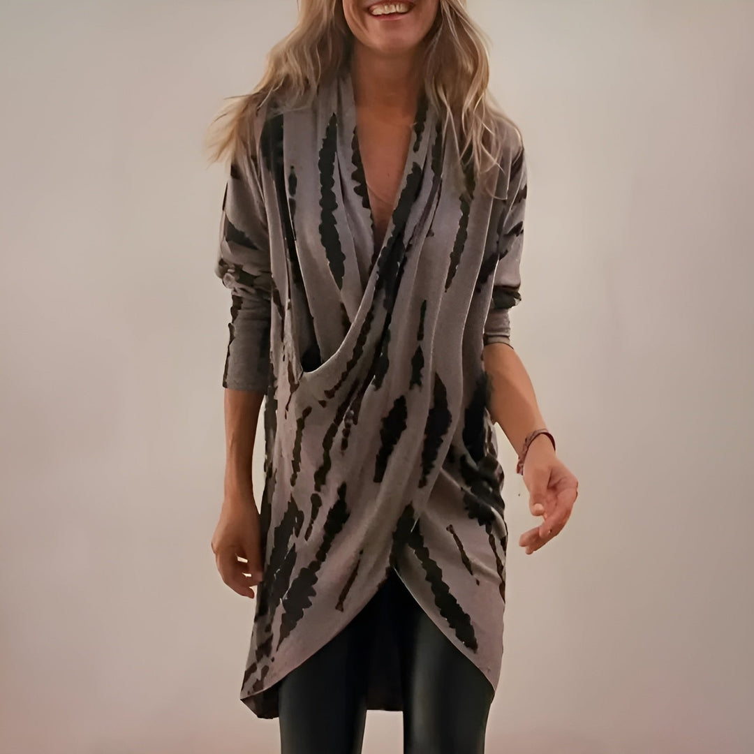 Women's Tunics V-Neck Abstract Print Draped Relaxed Fit
