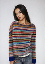 Load image into Gallery viewer, Women's Sweaters Retro Striped Relaxed Fit Boat Neckline

