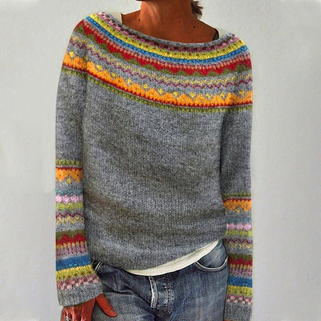 Women's Sweaters Retro Striped Relaxed Fit Boat Neckline