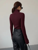 Load image into Gallery viewer, Women's Sweaters Ribbed Turtleneck Lightweight Knit

