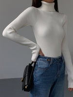 Load image into Gallery viewer, Women's Sweaters Ribbed Turtleneck Lightweight Knit
