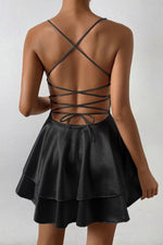 Load image into Gallery viewer, Women's Cocktail Dresses Deep V-Neck Open-Back Pleated Skater Mini
