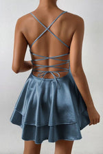 Load image into Gallery viewer, Women's Cocktail Dresses Deep V-Neck Open-Back Pleated Skater Mini
