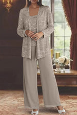 Load image into Gallery viewer, Women's Women Suits Sequin Jacket Wide Leg Pants Formal Wedding Guest Style
