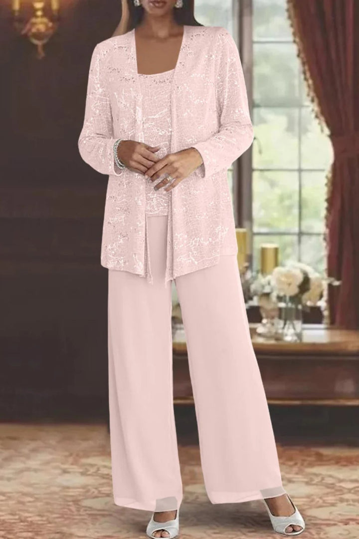Women's Women Suits Sequin Jacket Wide Leg Pants Formal Wedding Guest Style