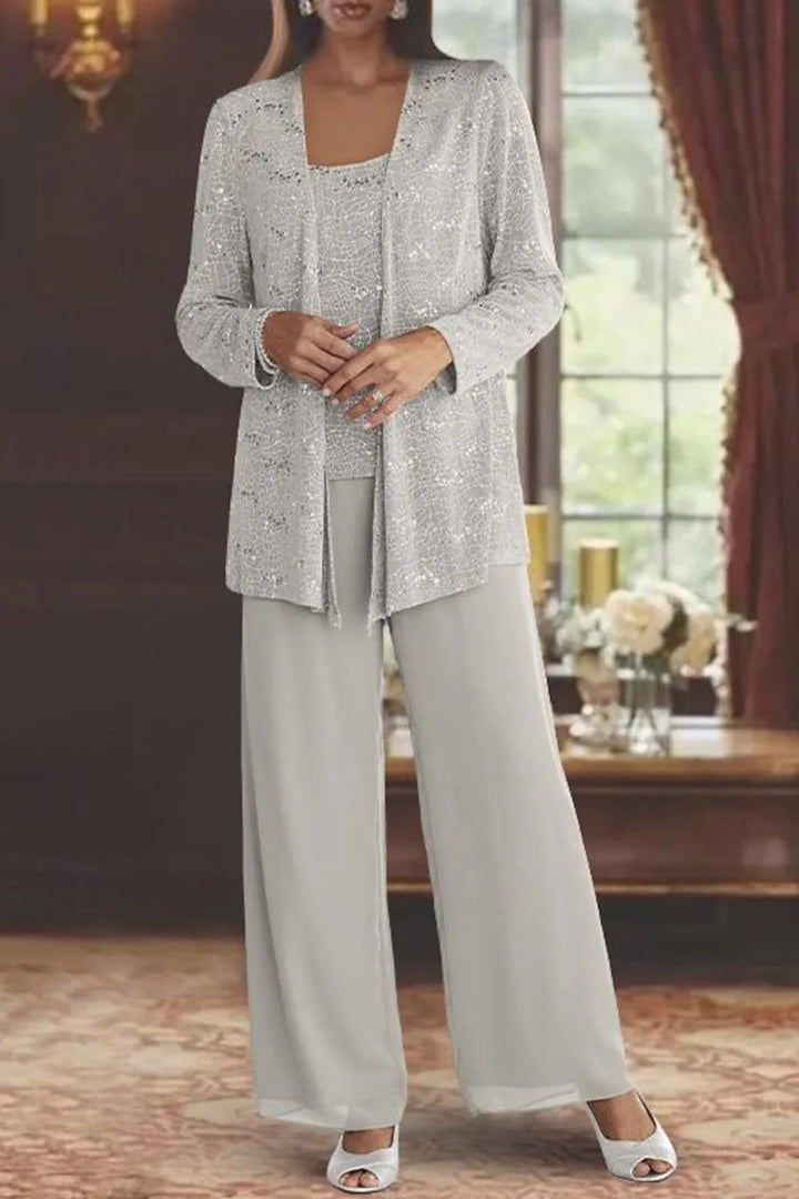 Women's Women Suits Sequin Jacket Wide Leg Pants Formal Wedding Guest Style