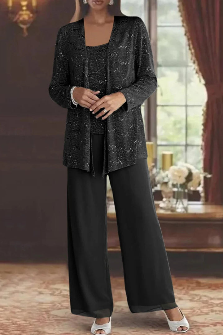 Women's Women Suits Sequin Jacket Wide Leg Pants Formal Wedding Guest Style