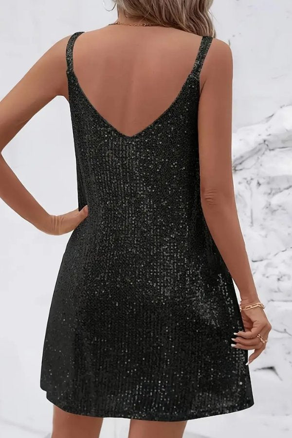 Women's Sequin Dress V-Neckline Cocktail Party Mini Style