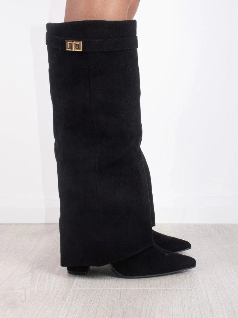 Women's Boots Pointed Toe Block Heel Knee High Style