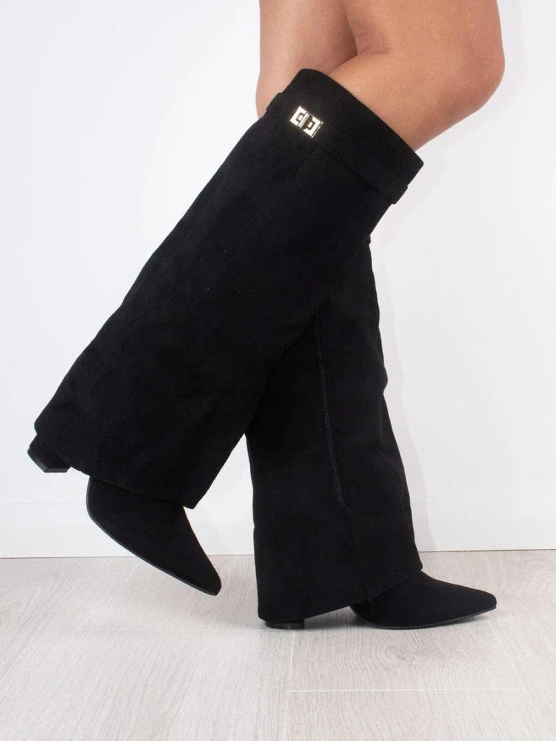 Women's Boots Pointed Toe Block Heel Knee High Style