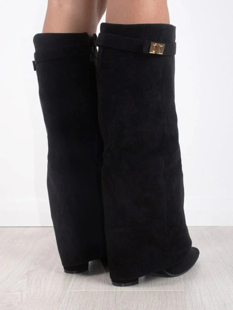 Women's Boots Pointed Toe Block Heel Knee High Style