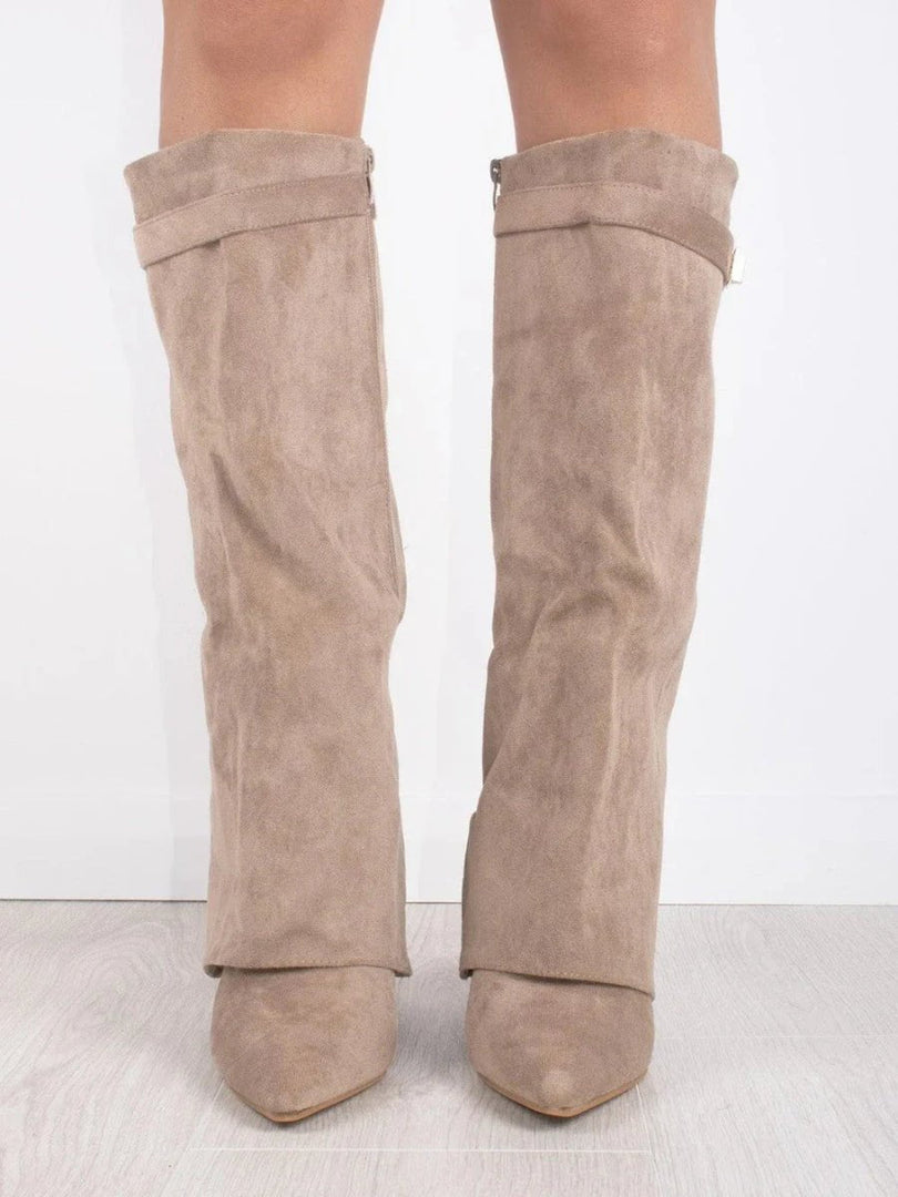 Women's Boots Pointed Toe Block Heel Knee High Style