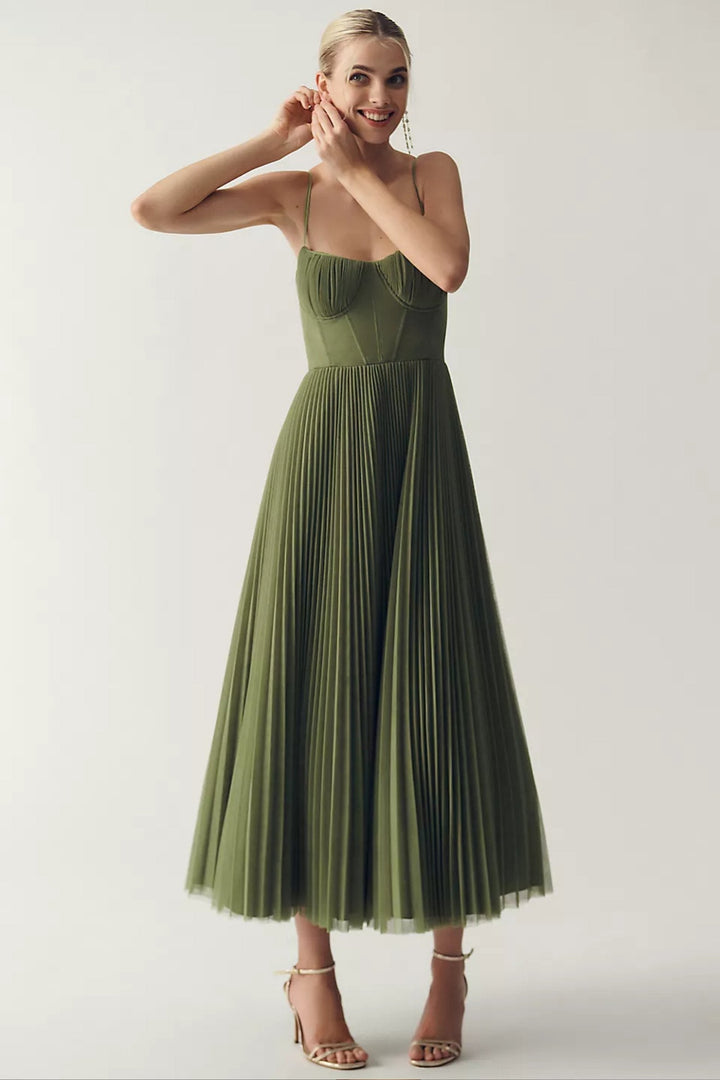 Women's Wedding Guest Dress One Shoulder Flowing Midi Formal Style