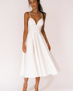 Load image into Gallery viewer, Women's Midi Dress V Neck Spaghetti Strap Flowing a Line Style
