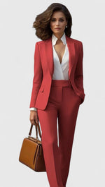 Load image into Gallery viewer, Women's Tailored Suit Lapel Blazer Long Sleeve Straight Leg Formal Style
