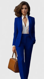 Load image into Gallery viewer, Women's Tailored Suit Lapel Blazer Long Sleeve Straight Leg Formal Style
