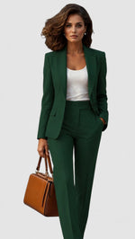 Load image into Gallery viewer, Women's Tailored Suit Lapel Blazer Long Sleeve Straight Leg Formal Style
