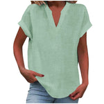 Load image into Gallery viewer, Women's V Neck Blouses Short Sleeve Relaxed Soft Linen Casual Style
