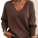 Load image into Gallery viewer, Women's Sweaters V-Neckline Long Sleeve Cashmere Blend Knit
