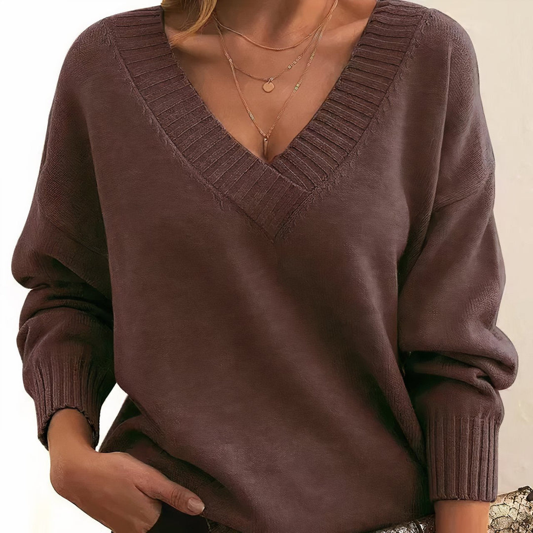 Women's Sweaters V-Neckline Long Sleeve Cashmere Blend Knit